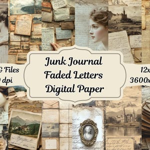 Papel digital para diario basura, cartas y sobres antiguos, páginas nostálgicas para scrapbooking