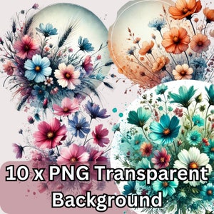 Pack de cliparts fleurs inspirés de la nature - Téléchargement instantané pour tous les modèles - Art floral coloré pour projets créatifs