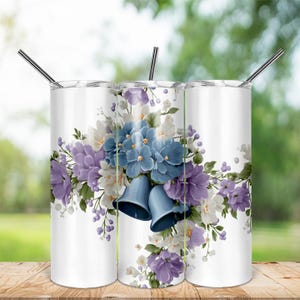 Floral Bells Tumbler Wrap: Wedding Celebration Design (PNG Digital Download)