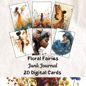 Pack d'éphémères de journal féerique des forêts, imprimés floraux vintage, cartes papillon magique, papiers d'automne fantaisistes
