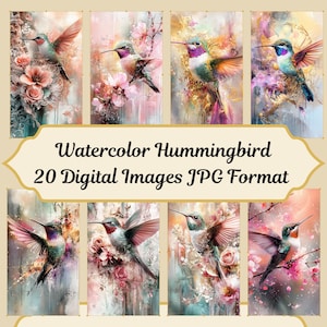 Hummingbird and Flowers Junk Journal Pages, Floral Digital Papers, Scrapbooking Essentials, Instant Download