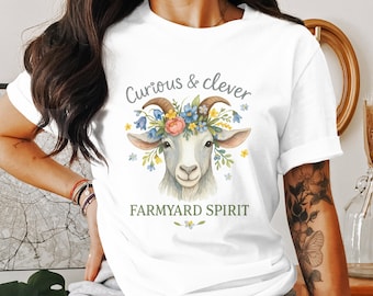 Floral Goat Sublimation Design, Farm Animal PNG, Curious Clever Design, Farmyard Spirit, 300 DPI, Transparent PNG, 5000x5000