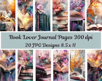 National Reading Month Junk Journal Pages, Printable Book Lover Ephemera, Vintage Library Scrapbook Papers, Literary Themed DIY Crafts