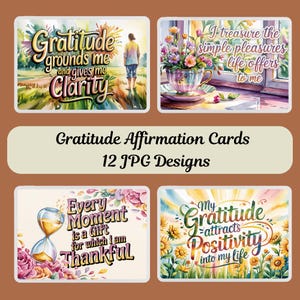Biglietti di affermazione della gratitudine, affermazioni positive stampabili, regalo per la cura di sé, vita consapevole, download digitale, citazioni ispiratrici