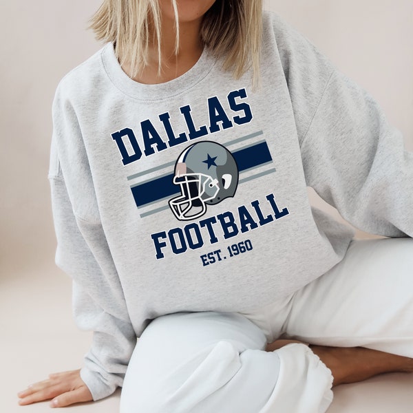 Dallas Cowboys Vintage Style Sweatshirt, NFL Football Fan Pullover, Spieltag Oversize Rundhalsausschnitt, Unisex Texas Team Fan Geschenk