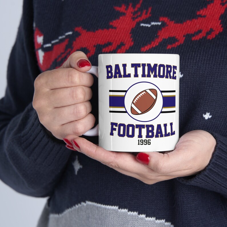 Baltimore Ravens NFL Coffee Mug, Vintage Style Fan Beverage Cup, Team