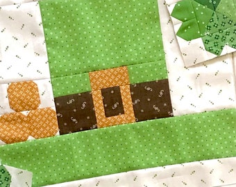 Leprechaun Hat Quilt Blockmuster. Enthält Bonus Anweisungen für die Herstellung eines Kissens.