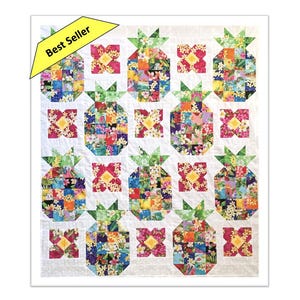 Pineapples and Plumeria Quilt Pattern.  Finishes at 64" x 73".