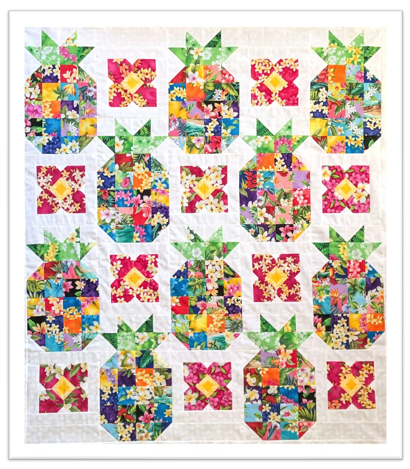 Pineapples and Plumeria Quilt Pattern. Finishes at 64" X 73". - Etsy