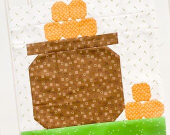 Topf voller Gold, Quilt-Block-Muster. Bonus Anleitung, um ein Kissen zu machen.