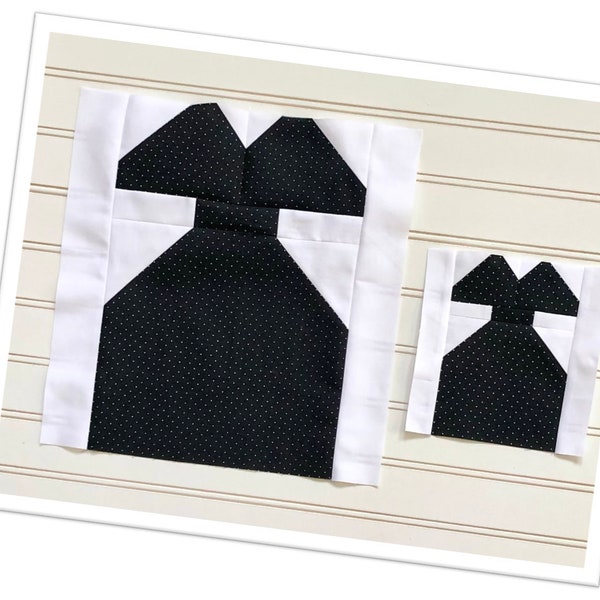 Little Black Dress Quilt Block Pattern - 2 sizes included.  Every girl needs at least one little black dress. Make a block or a whole quilt!