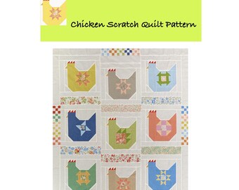 Huhn Kratzquiltmuster - Anfängerfreundlich, 134 cm x 160 cm Quilt Top (PDF-Download)