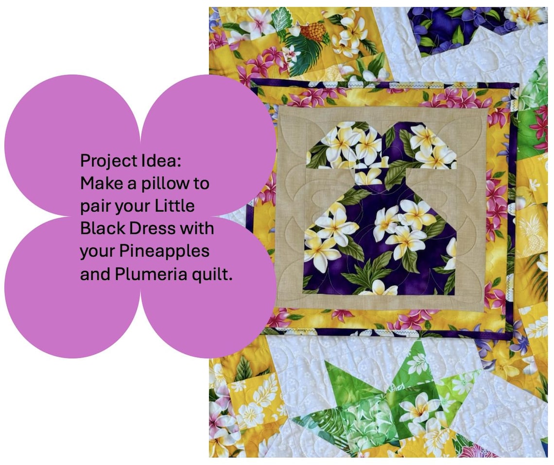 Pineapples and Plumeria Quilt Pattern. Finishes at 64