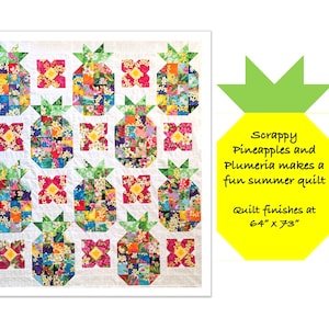 Pineapples and Plumeria Quilt Pattern.  Finishes at 64&quot; x 73&quot;.