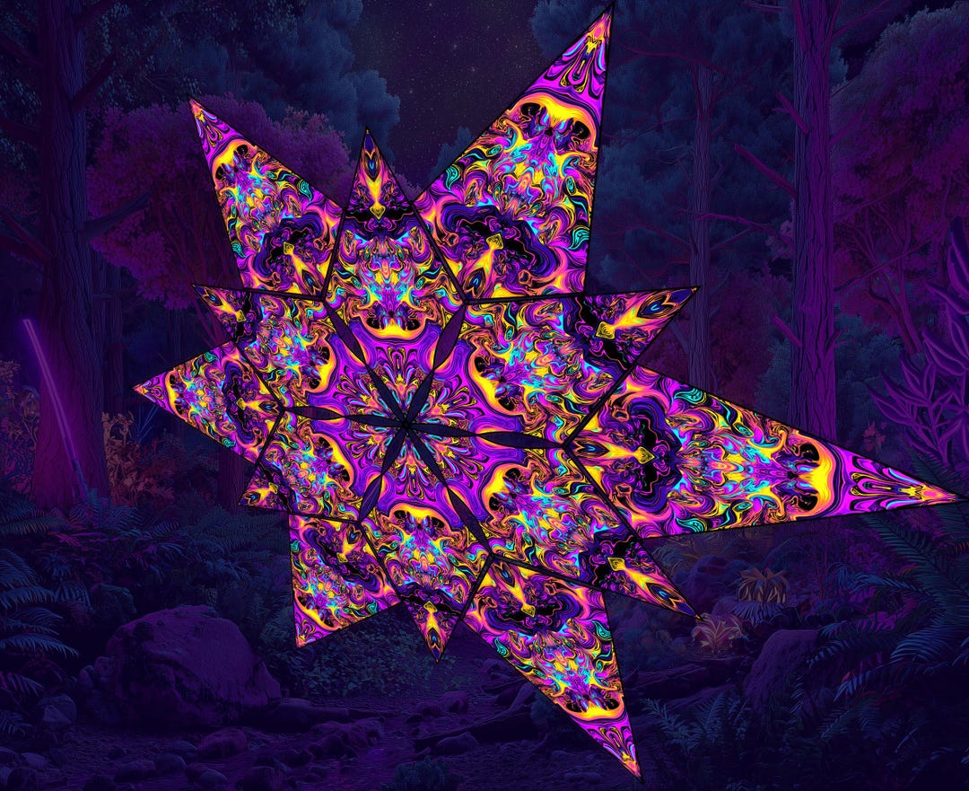 Uv-reactive Fern Flower Canopy – Blacklight Tapestry for Psytrance ...