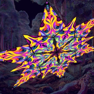 UV-Reactive Flower of Life Canopy – Neon Sacred Geometry Tapestry for Psytrance Festivals, Glow Parties, Meditation, Raves & Trippy Room