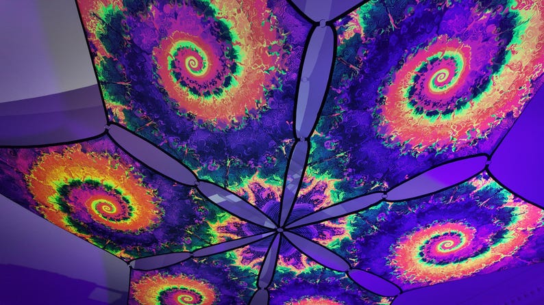 Rave Decoration Ceiling Ceiling Canopy UV Reactive Spiral Tie-dye – Blacklight Psychedelic ...