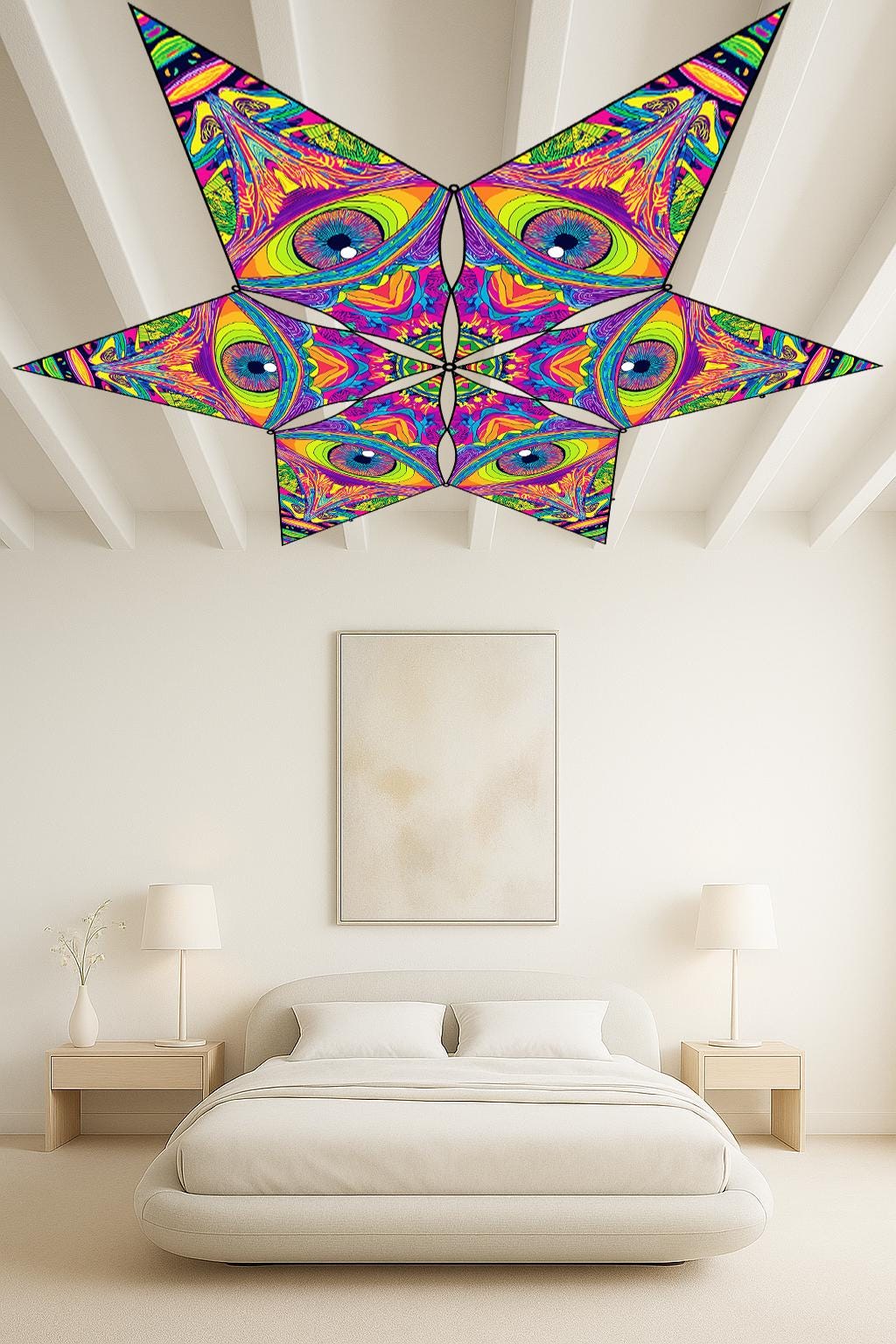 Uv-reactive Neon Eye Mandala Canopy – Blacklight Tapestry for Psytrance ...