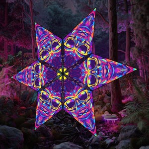 UV Reactive Fern Party Maker Flower Ceiling Canopy – Blacklight-Active Lycra Decor for Psytrance Parties, Festivals, and Meditation Rooms