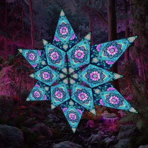 Psychedelic Sunflowers UV Canopy – Blacklight Ceiling Art for Psytrance Festivals, Raves & Chillout Spaces