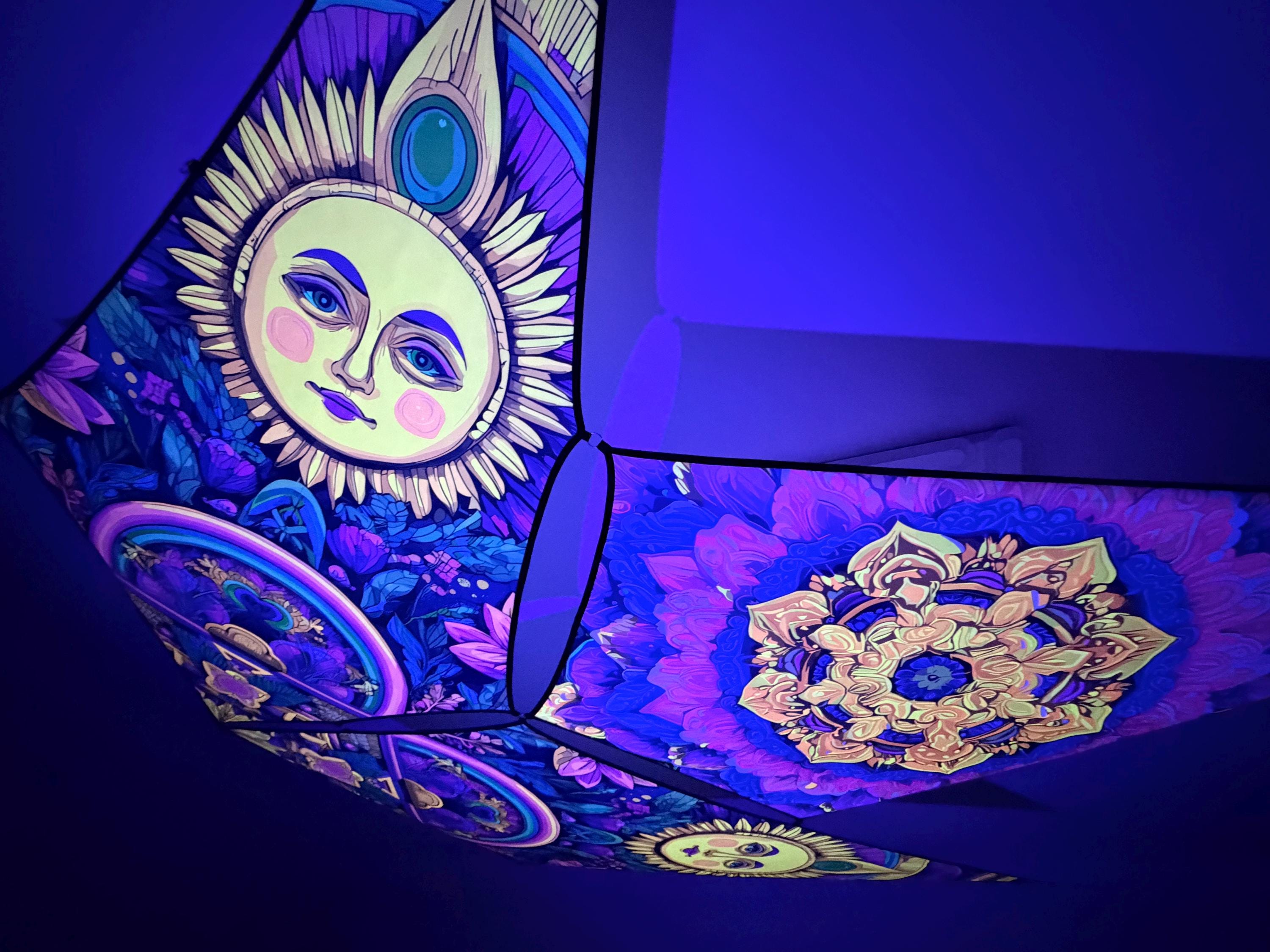 UV Reactive Psychedelic Sun Canopy – Blacklight Ceiling Art for ...