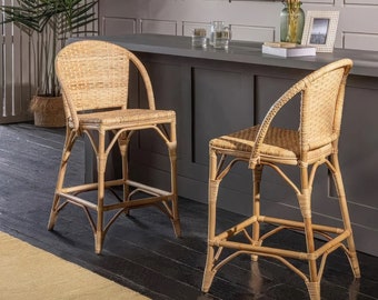 Rattan-Barhocker, Lounge-Stuhl, geflochtener Holzstuhl, geflochtenes Rattan, Korbmöbel aus Rattan, Gartenmöbel, moderne Wohndekoration