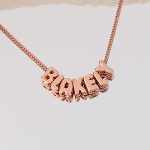Collar con letras 3D personalizado, collar con nombre de burbuja, collar con inicial de burbuja personalizado, regalos de Navidad para amigos, regalo de joyería para madre