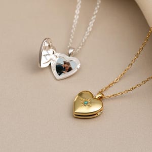 Benutzerdefinierte gravierte Medaillon Halskette mit Geburtsstein, Herz Medaillon mit Foto, personalisierte Bild Medaillon Charme, Gedenkschmuck für Mama