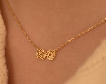 Kombinierte Familie Geburt Blumen Halskette, Geburt Blumenstrauß Halskette, personalisierte Geschenk für Oma, Familien Geschenk für Mama, Muttertagsgeschenk