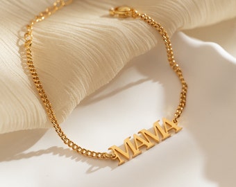 Bracciale con nome personalizzato per donne, Bracciale con nome in oro, Bracciale con lettere in argento, Bracciale monogramma minimalista, Regalo di compleanno per mamma/fidanzata