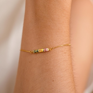 Personalized Family Birthstone Bracelet, Custom Gemstone Bracelet,Multi Baguette Birthstone Jewelry, Mother&#39;s Day Gift,Birthday Gift for Her
