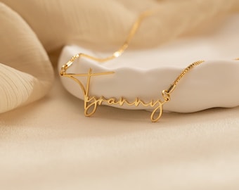 Namenskette Gold, personalisierte Namenskette silber, Handgemachte Monogramm-Halskette, zierliches Geschenk für Mutter/Schwester/Freunde, Geburtstagsgeschenk