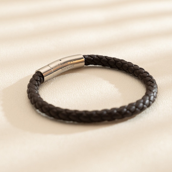 Mens Leather Bracelet for Dad, Mens Bracelet, Engraved Bracelet, Personalized Fathers Day Gift,Husband Gift, Gift for Grandpa,Bracelet Homme