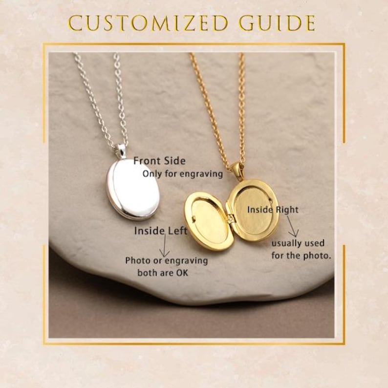 Personalised Locket Necklace, Engraved Name Locket Charm With Photo ...