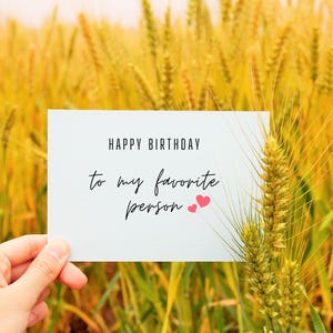 Happy Birthday To My Favorite Person, Birthday Card for Boyfriend,Girlfriend,Husband,Wife, Romantic Greeting Card, Minimalist Card, Digital