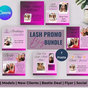 Lash Flyer Collection | Pink B| Beauty Business Marketing | Lash Artist Digital Products | Lash Business Branding Kit | New Client Flyer