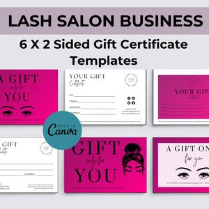 Plantilla de tarjeta de regalo de pestañas - Tarjeta de regalo de belleza editable - Descarga instantánea personalizable - Perfecta para pequeñas empresas - PurpleD - Paquete de 12