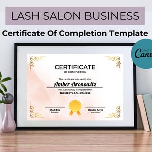 Editable Training Certificate Template, Esthetician Template, Printable Lash Artist Certificate, Course, Lash, Hair, Nails, Makeup, Waxing.