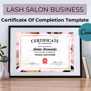 Editable Training Certificate Template, Esthetician Template, Printable Lash Artist Certificate, Course, Lash, Hair, Nails, Makeup, Waxing.