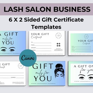 Plantilla de tarjeta de regalo de pestañas - Tarjeta de regalo de belleza editable - Descarga instantánea personalizable - Perfecta para pequeñas empresas - Azul - Paquete de 12