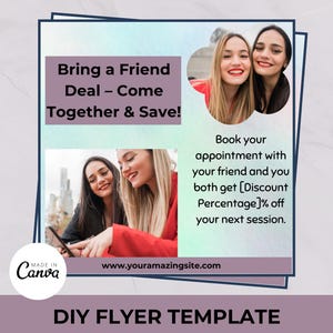 Bring a Friend Special Flyer | Bestie Deal | Book Now Flyer, Hair Booking Flyer, Makeup Braid Nail Makeup Flyer | Wedding Makeup Template