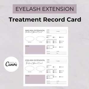Eyelash Extension Treatment Record Card – Complete Template for Salon Documentation | Forms Editable Lash Co | Lash Artist Digital Products