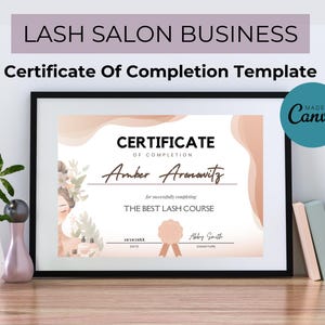 Editable Training Certificate Template, Esthetician Template, Printable Lash Artist Certificate, Course, Lash, Hair, Nails, Makeup, Waxing.
