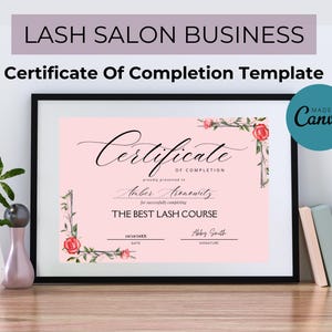 Editable Training Certificate Template, Esthetician Template, Printable Lash Artist Certificate, Course, Lash, Hair, Nails, Makeup, Waxing.