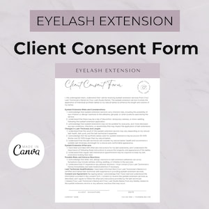 Client Consent Form Template – Professional and Comprehensive | Eyelash Extension Forms Editable Lash Co | Lash Artist Digital Products