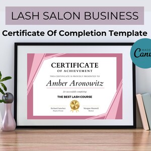 Editable Training Certificate Template, Esthetician Template, Printable Lash Artist Certificate, Course, Lash, Hair, Nails, Makeup, Waxing.