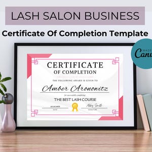 Editable Training Certificate Template, Esthetician Template, Printable Lash Artist Certificate, Course, Lash, Hair, Nails, Makeup, Waxing.