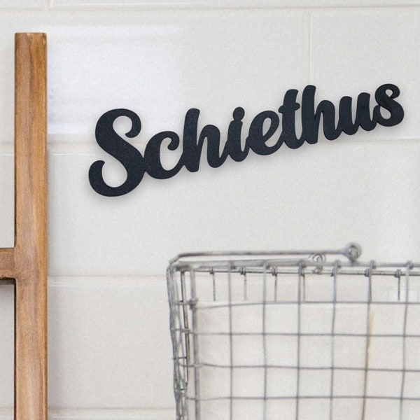 Schiethus Schild - WC Türschild - Toilette Aufkleber Deko - Bad Wanddekoration - Wand Dekoration - Badezimmer Deko - Scheißhaus