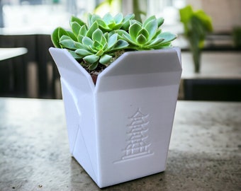 Pot de fleurs de boîte de nouilles chinoises - Pot de boîte à emporter - Pot succulent - Imprimé en 3D