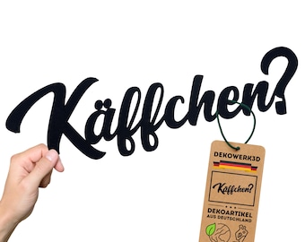 Käffchen? Schriftzug - Kaffee Deko Schild - Küche Dekoration Wand - Coffee Tür- & Wanddekoration - Coffee Bar Wandsticker aus Kunststoff